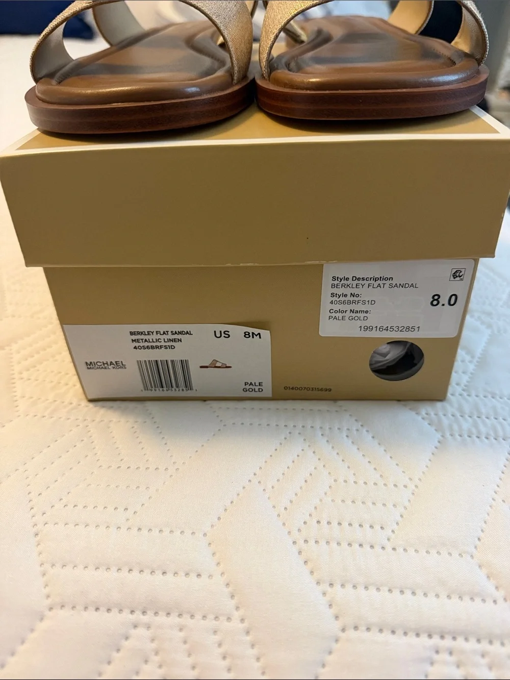 Michael Kors Pale Gold Metallic Zip-Front Slide Sandals